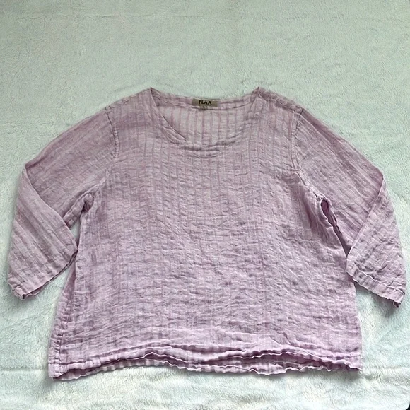Flax Purple Linen Tunic Top, Size Large - Picture 1 of 7